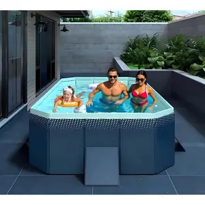 SAVEYOUR  1.8 Meter PVC Folding Swimming Pool, Non-Inflatable Stable Water Bath Pool, Portable Summer Cooling Tub, Outdoor Leisure Water Pool Suitable for Patio, Beach and Garden Activities