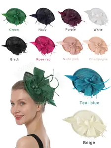 Fascinators Hats for Women - Tea Party Kentuck Fascinator Pillbox Derby Hat Sinamay Headband with Hair Clip