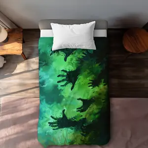 MWW C1DCTXLWD01AMZ Hands of Despair Green Twin Size Extra-Long Duvet Cover - Decorative, Graphic, Microfiber, Machine-Washable, Elegant Home Bedding (Including Decorative, Extra-Long, Graphic, Machine-Washable, Microfiber Duvet Covers), Decorative Duvet C