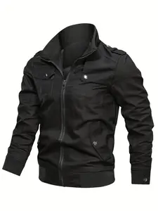 Men's Spring & Fall Outdoor Jacket, Hiking and Casual Sports Coat, Multi-Pocket Workwear Wear-Resistant Jacket