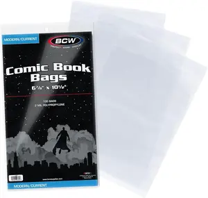 BCW Current/Modern Comic Bags - 100 ct | Acid-Free Modern Comic Bags for Current Issues | Exterior 6 7/8 x 10 1/2 inches | Crystal Clear Protection for Your Comic Collection