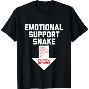 Crude Humor Shirts, Crude Humor Inappropriate Emotional Support Snake Halloween T-Shirt Casual Cotton Top Basic Fashion Streetwear
