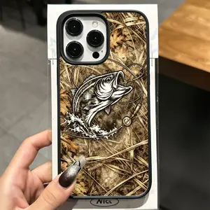 Bass Fishing Phone Case， Vintage Sketch Art Style for iPhone 17 16 15 14 13 12 11 Plus Pro Max， Unique Outdoor Adventure Gift.