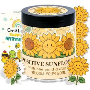 Sunflower Gifts For Women - Easter Gifts For Women,Teens,, Girls - 60 Positive Affirmation Cards Jar - Birthday Gift For Womens, Mom, Coworkers, Friends, Sister - Cheer Up Gift For Womans