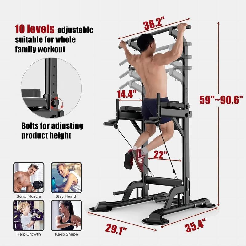 Pull Up Bar Dip Station Power Tower Assistive Trainer Multi-Function Home Gym Strength Training Fitness Equipment 450LBS