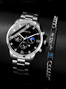 2-piece men's exquisite Analog Watch set, men's business high-end Quartz Wristwatch men's watch set