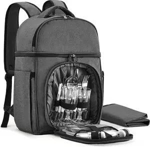 Picnic Backpack & Accessories - Picnic Set for 2 Person with 2 Insulated Cooler Compartment, Lightweight Blanket and Cutlery Set,  for Wedding Gifts for Couples and Bridal Shower Gifts