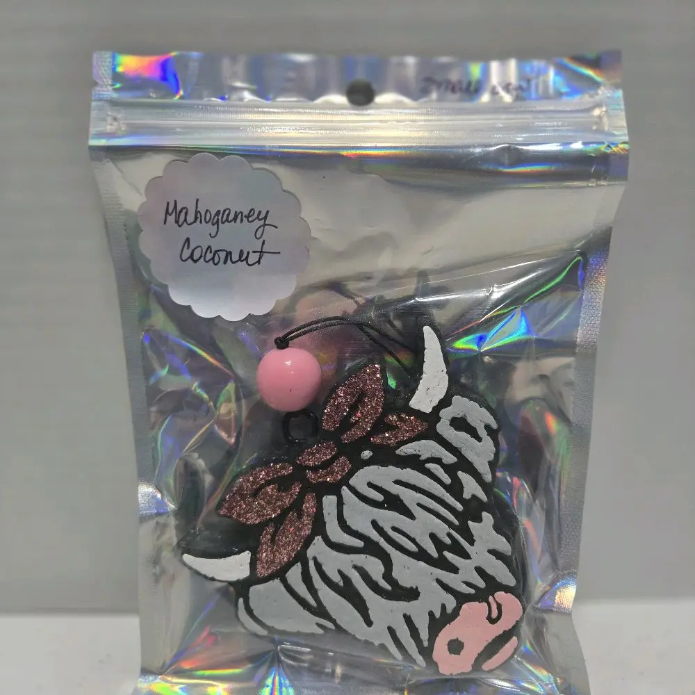 Freshies Air Freshener Cute Cow Mahogany Coconut Scented Car Home Closet Office