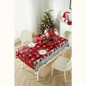 3 Pack Christmas Deer print tablecloth, splash proof and waterproof for Christmas dinners, holidays and family gatherings, as well as Christmas dinners oblong 54 x 108 inches