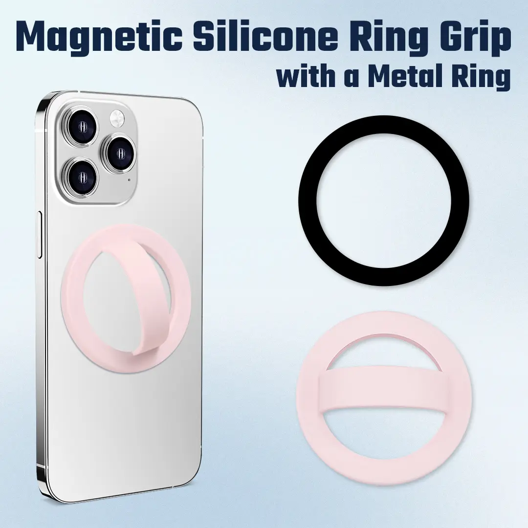 360° Rotating Phone Grip Holder with Strong Magnet, Anti-Drop Finger Ring Compatible with Magsafe, Soft Silicone for Secure & Comfortable Grip