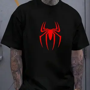Red Spider Graphic T-Shirt, Cool Street Style Casual Top for Men Shirt Menswear
