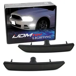 iJDMTOY Smoked Lens 27-SMD White Full LED Side Marker Light Assembly Kit, For Ford 2010-2014 Mustang Front Bumper