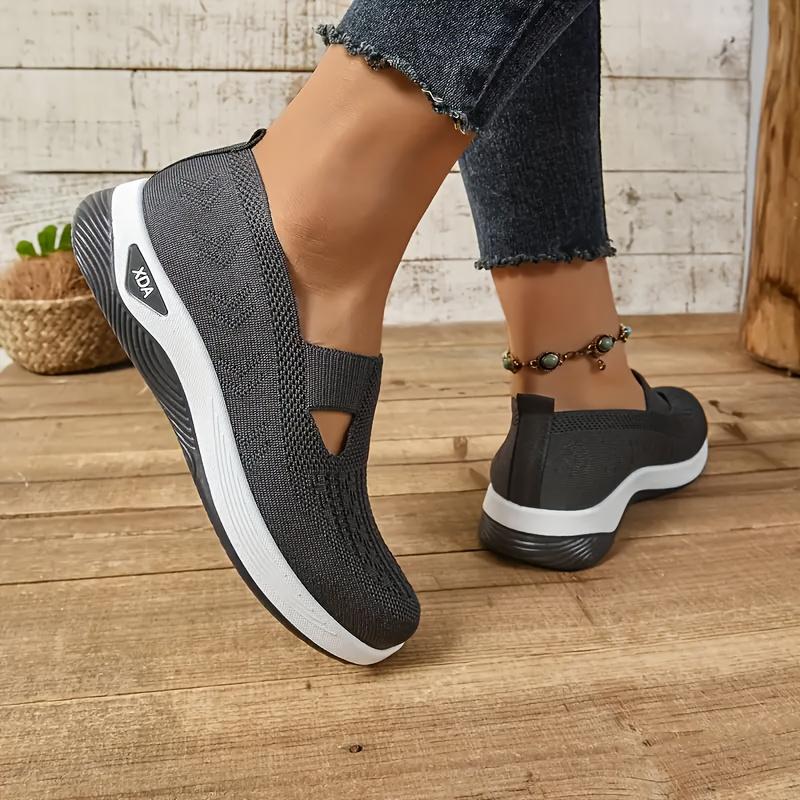 Rain Core |  Lightweight & Comfortable Women's Breathable Knit Slip-On Sneakers |   Beige Design, All-Season Low-Top Casual Footwear with Extended Size Options