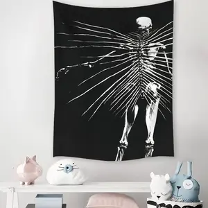 Skeleton Pattern Tapestry, Gothic Polyester Fiber Wall Hanging, Durable Decorative Tapestry, Washable Large Tapestry for Bedroom, Living Room, Dorm, Party Decor