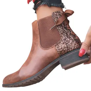 Bethany Brown Faux Leather Sequin Bootie