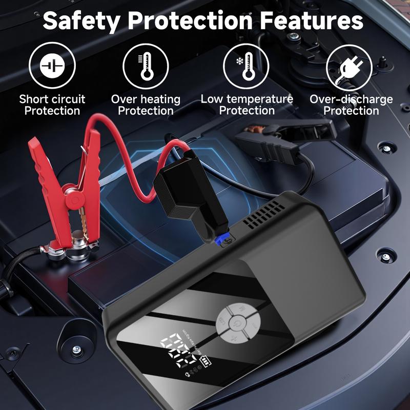 7200A 6-in-1 Multi-Function Emergency Jump Starter with Air Compressor 150PSL Portable Car Battery Starter Digital Tire Inflator for 2.64 Gallon Gasoline or 2.38 Gallon Battery Vehicles