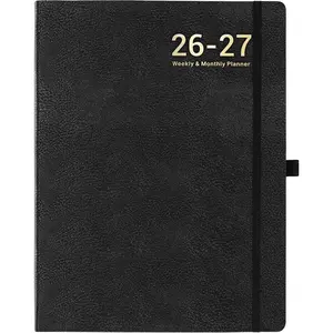 Planner 2026-2027 - Jul 2026 - Jun 2027, Planner Weekly and Monthly, Calendar Planner 2026-2027, 8.5" x 11", Leather Cover Planner with Thick Paper,  Pocket with Notes Pages, Black