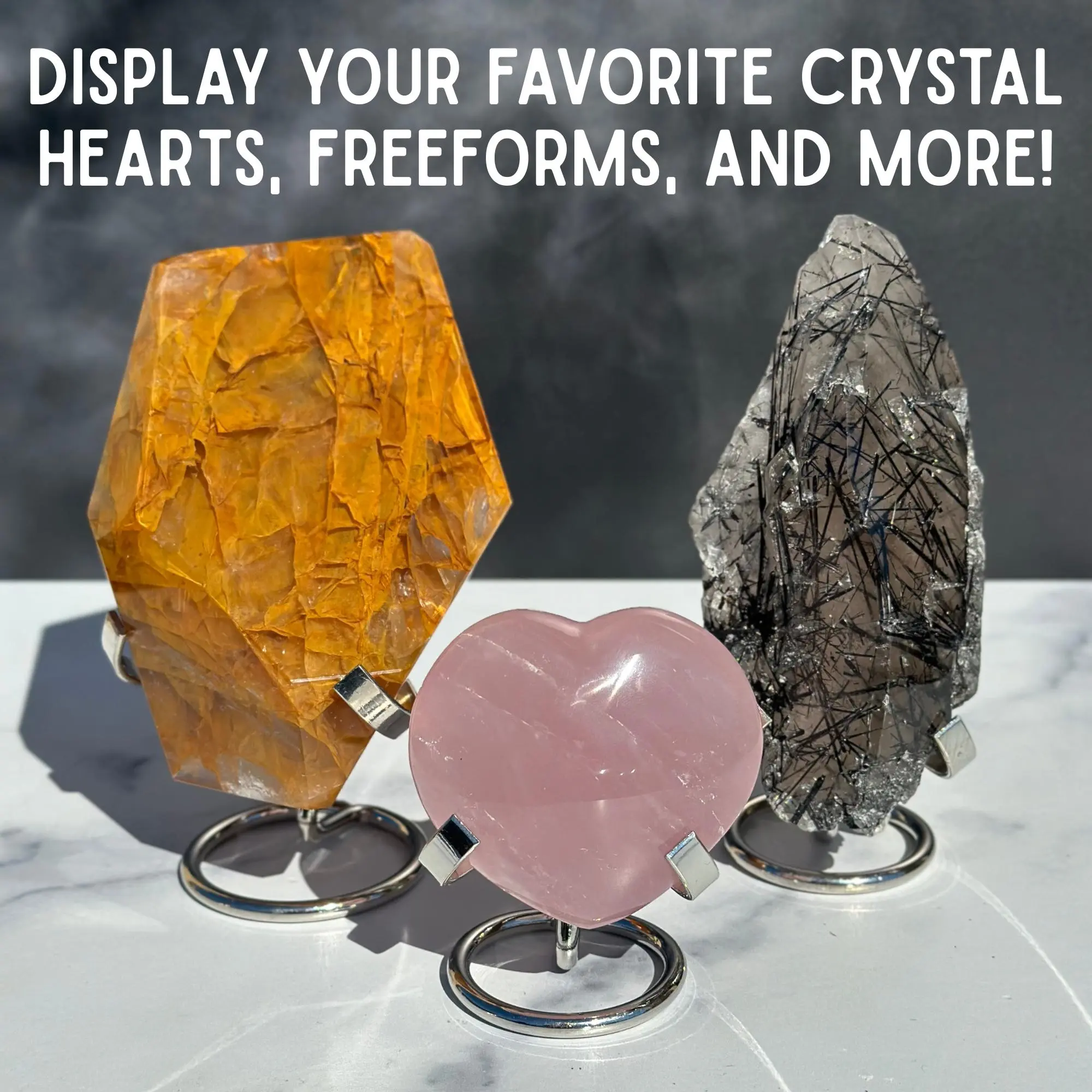Metal Display Stand for Crystals - Fits Crystal Hearts, Freeforms, & More!
