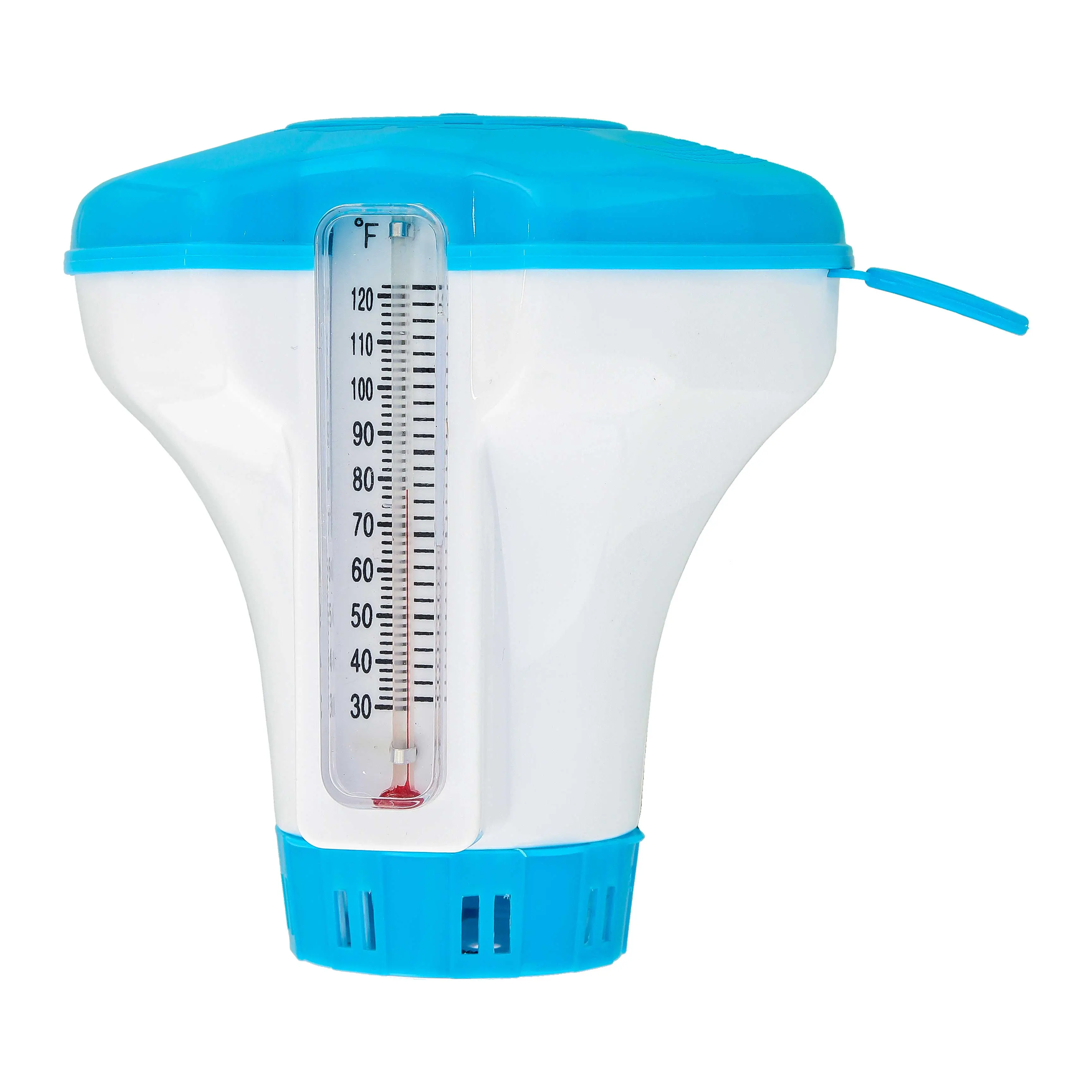 Spa, Hot Tub, Small Pool, 4-1/2" Diameter Floating Chlorine & Bromine Chemical Dispenser with 120° F Thermometer, 1" or 1-1/2" Tablet