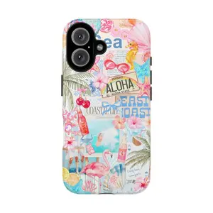 Coquette Aloha Collage Phone Case, Preppy Cute Summer Phone Cover for iPhone
