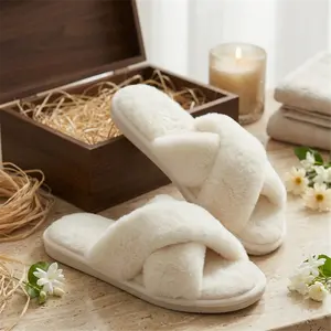 Lumubby Cozy Furry Fuzzy House Slippers for Women and Men Open Toe Fluffy Indoor & Outdoor Slip On Warm Breathable Anti-skid Sole Plush Lining