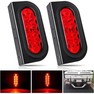 Nilight 6 Inch Oval Trailer Tail Light with flush Mount Grommets Plugs w/Mounting Brackets 2PCS Red Waterproof Stop Brake Turn Trailer Lights for RV Truck Led Led Backlights Led Blinker