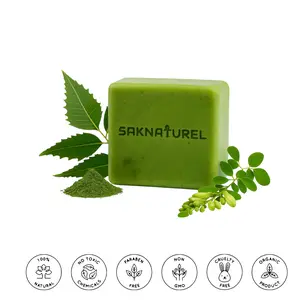 Handmade MORINGA NEEM Soap- All Natural Skincare for Daily Use,  Body acne dark spot remover, Bar soap for Eczema, Psoriasis, Face, Body, Men Women Teens with Oily Skin