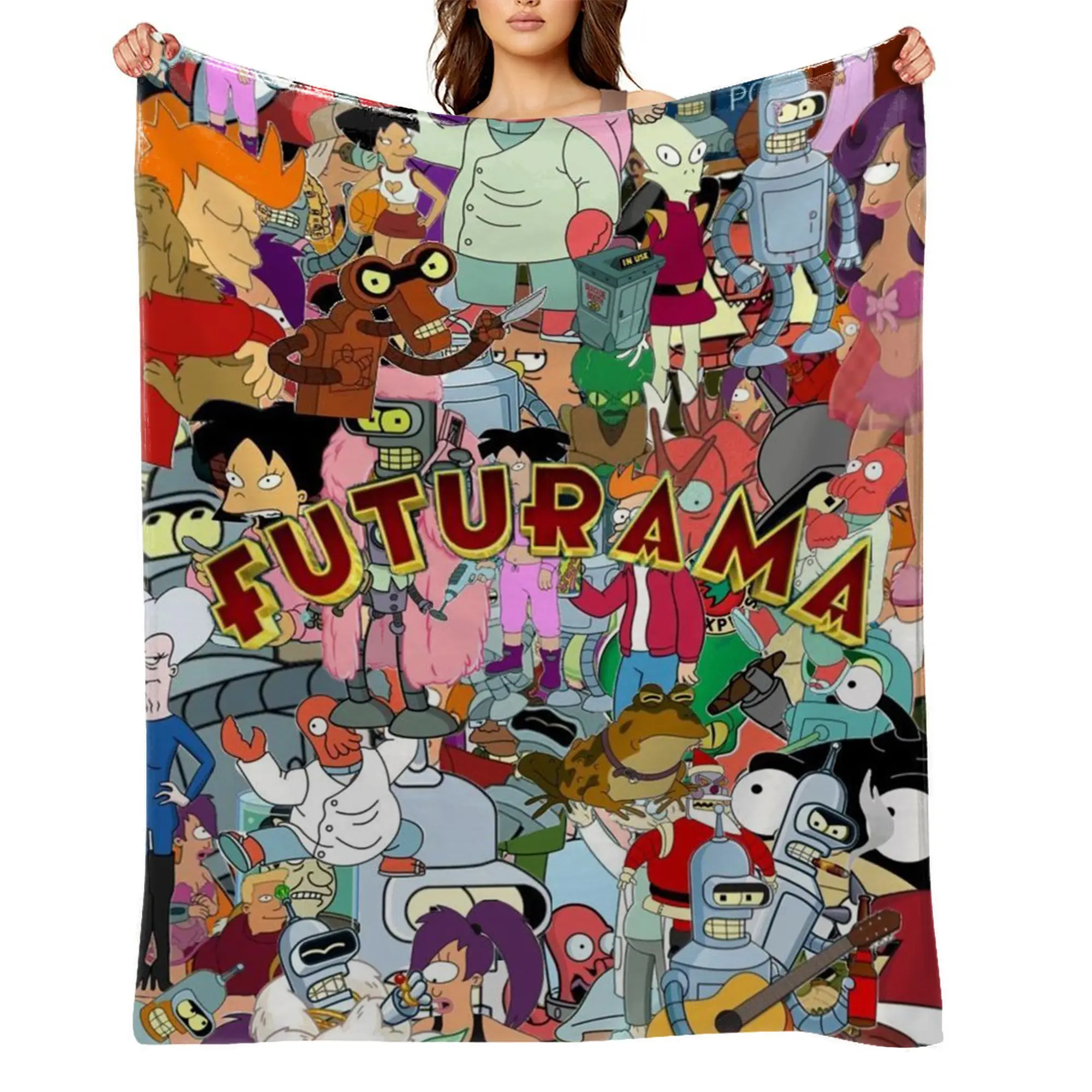 Futurama Ultra Soft Flannel Fleece Blanket | Cozy Lightweight Throw Blanket for Couch, Sofa, Bed & Travel