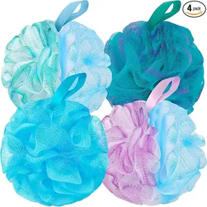 Bath Loofah Shower Sponge Body Back Scrubber Soft Mesh Shower Puffs Exfoliating Loofa for Women & Men Bath Accessories Cleaning Tool (4Pack 60G Loofah Sponge)