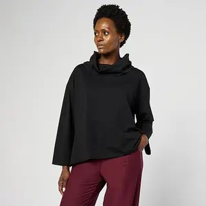 MarlaWynne WynneLayers Cotton Curved Hem Cowl Neck Top