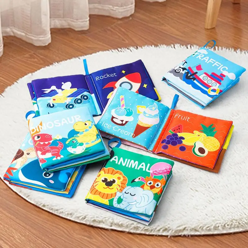 Baby Early Education Interactive Tear-off Book, Early Education Foldable Baby Cloth Book, Color Cognition Training Montessori Toys, Cute Gifts for Kid
