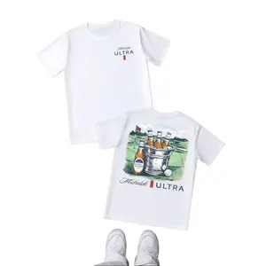 Cleanfit，Graphic Hoodies Cotton-Shirt Michelob ULTRA Beer Bucket Double Sided Digital Printed 100% Cotton Shirt 1Pcs Men's Casual Tee  Summer Sports Tee Y2K,Oversize Plus Size Men's S To 3XL,Summer Tee，Trending / Viral，Limited Edition