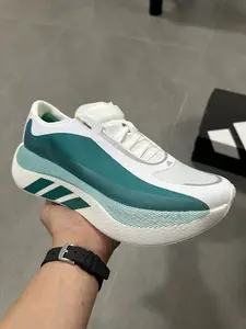 White & Teal Green Colorblock Lightweight Breathable Engineered Mesh Thick-Soled Cushioned Running Shoe