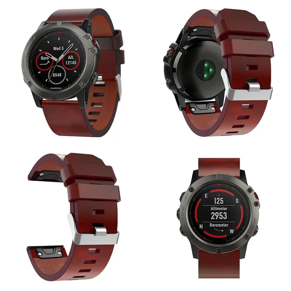Leather Casual Business Sports Strap, Quick Release 26mm Watch Band, Compatible with Garmin Fenix 5x/8,tactix,d2 Delta Px, Smart watch strap