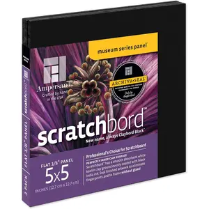 Scratchbord 5"X5" Pack of 3 1/8" Flat Profile Professional Scratchboard Art Panel for Scratchboard Drawing, Illustration & Mixed Media