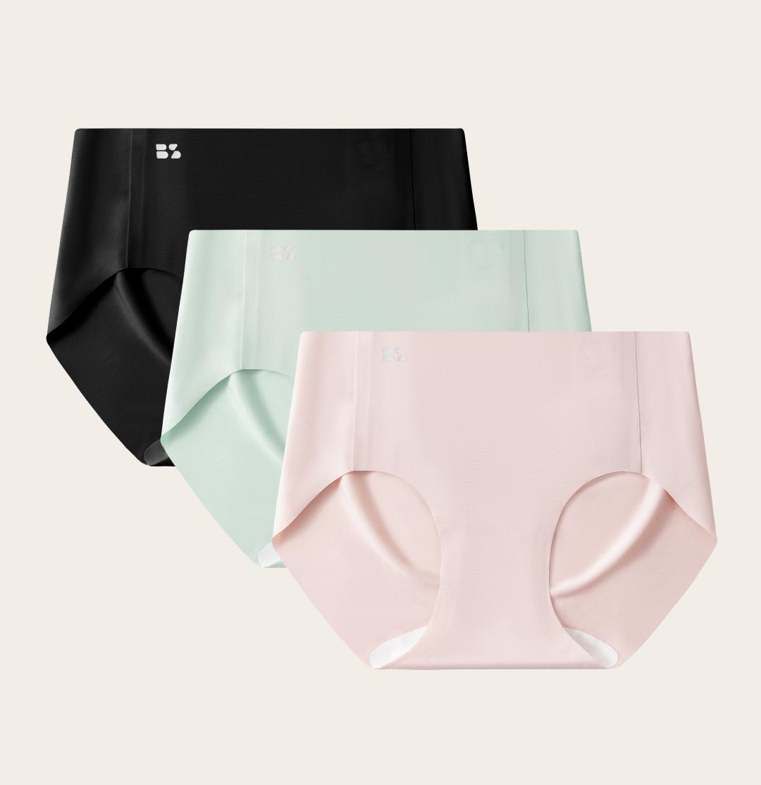 3PCS Bodytips Women's Zero Feel Seamless No Show Panties Invisible Underwear No VPL Smooth Fit Design Basic Style Lingerie Soft Briefs Popular Underwear Versatile Panties For Daily Wear Home Lounge Casual Outfit Tight Pants Legging Skirt Dress All Day Use
