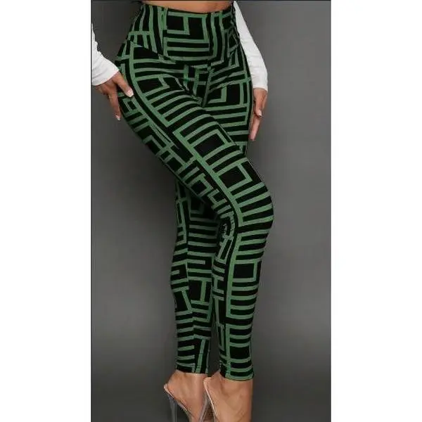 Casual Women Geometric Print Knitted Leggings