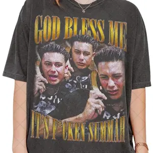 Retro 90's God Bless Me It's F*Cken Summah T-Shirt, Summer Party Fan Bootleg Tee T-Shirt, Gift For Women and Man