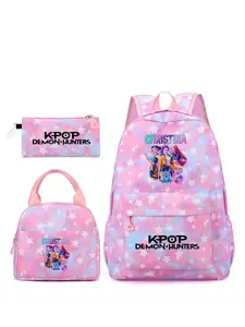 3pcs  Women's Backpack Large Capacity with Star Pattern Cartoon Print Zipper Closure Fashionable, Versatile, Casual and Cute Suitable for Students Going to School, Campus Going Out to Work, Travel Women's Backpack Casual Printed Backpack