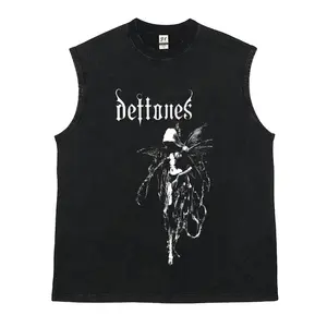 Unisex Deftones Retro Heavy Metal Graphic Vintage Washed Vest，Rock Band Style  Vest，Perfect Boyfriend Gift