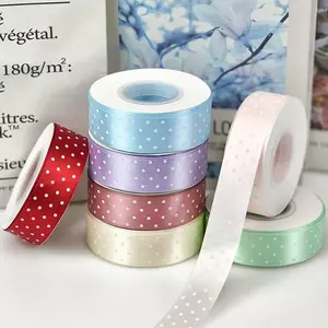 2.5cm Polka Dot Polyester Ribbon, DIY Hair Accessories Gift Box, Bow Clothing Trim, Craft Supplies, Party Decorations