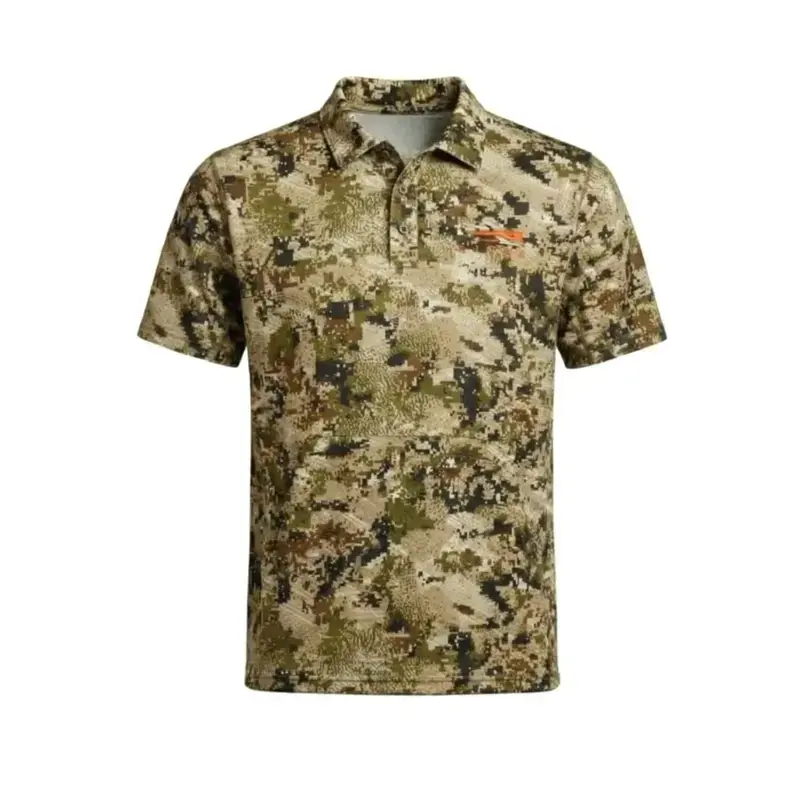 Vintage Sitka Men’s Hunting Polo Shirt Whale Tail Camo Performance Outdoor Short Sleeve Moisture Wicking Breathable Tactical Golf Shirt Gift for Him