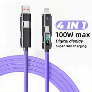 100w Super Fast Charging Cable with Real-Time Digital Display, Type-C to Type-C USB-C Charger Compatible with iPhone 16 Pro Max and Samsung Galaxy S23, Supports Xiaomi Huawei Laptops and More