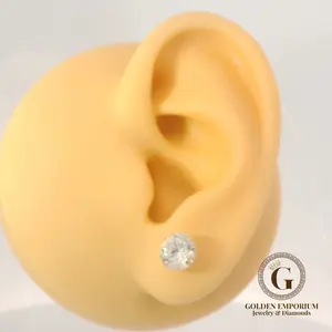 14K Gold Clear Stud Earrings