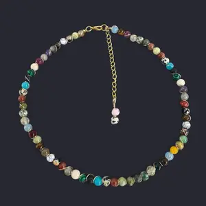 Mixed Stone Wire Wrapped Choker Necklace