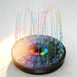 5.5W-1500mAh Colored Solar Fountain, equipped with a more powerful 5.5W pump, compact size for easy patio setup. Suitable for light shows in outdoor swimming pools, garden tanks, and aquariums.