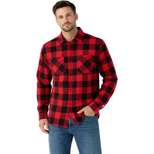Men's Flannel Plaid Shirt Long Sleeve Button Down Casual Cotton Shirt Regular Fit