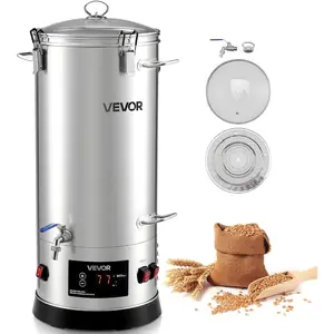 VEVOR Automatic Home Beer Brewer, 3.43 Gal All-in-One Home Brew Machine, 1500W Power Electric Beer Maker Machine with Mash Boil Device, 304 Stainless Steel Inner Tank, Auto Temp Pressure ControlVEVOR Super Brand Day