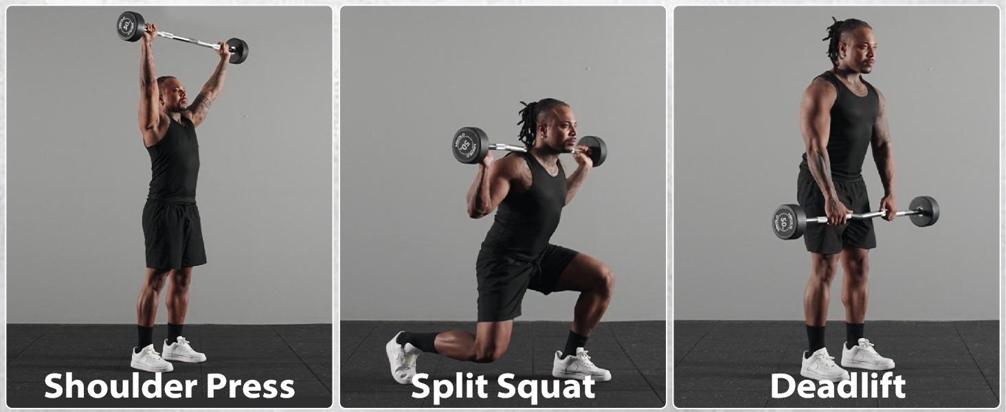 Pre-Loaded EZ Curl Barbell Set – 20 lb Fixed Weight Barbell for Strength Training & Weightlifting with Knurled Handle Design & Durable PVC Coating Muscle Exercise Equipment Home Gym Equipment