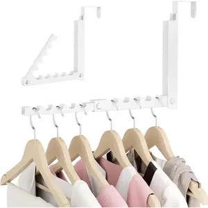 Over The Door Hanger Folding Clothes Drying Rack, Fold Door Coat Rack for Indoor Laundry Room Compact Small Foldable Clothing Hanger Hook Collapsible- 1 Pack